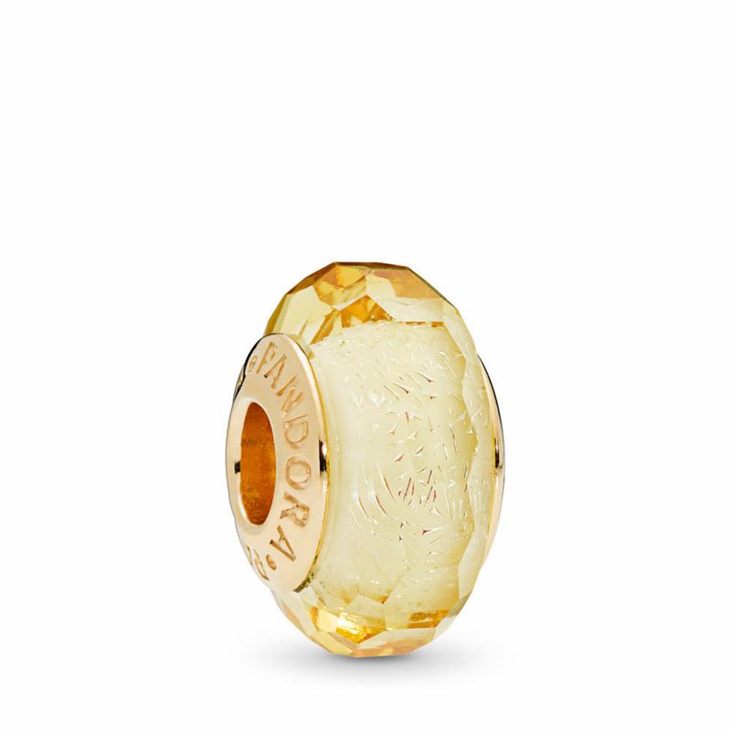 Pandora Golden Faceted Murano Glass Charm - 18ct Gold Plated/Glass/Gold - Canada | HY4311OB